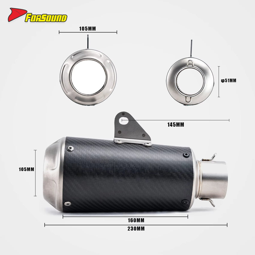 For YAMAHA MT03 Stainless Steel Carbon Fiber 51Mm 2-Into-1 Header Full System Yamaha R3 Performance Racing Exhaust Kit ODM&OEM