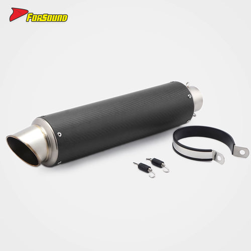 New Universal 60Mm Glossy Mid Slash Tail Pipe Matte Carbon Fiber Stainless Steel Right Side FORSOUND Exhaust Fit 125-800Cc Retro