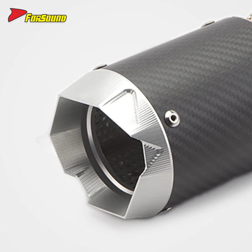 RS Original 703RR Embossed Carbon Fiber Motorcycle Exhaust Pipe Stainless Steel Modified Tail Section 675NK 51Mm Black New