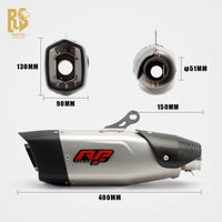 RS Original Universal Modified Motorcycle Exhaust Pipe Pioneer Carbon Fiber Cover Tail Section 51Mm Diameter Stainless Steel