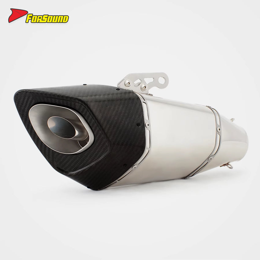 RS Original Universal New Motorcycle Carbon Fiber 60Mm Caliber Exhaust Muffler Pipe Compatible with XJ6 MT07 Xmax Crf150