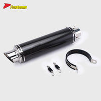New FORSOUND Universal Retro over Exhaust Muffler 51Mm Glossy Carbon Fiber Black Mid Slash Cut Tip Slip-On Tail Pipe
