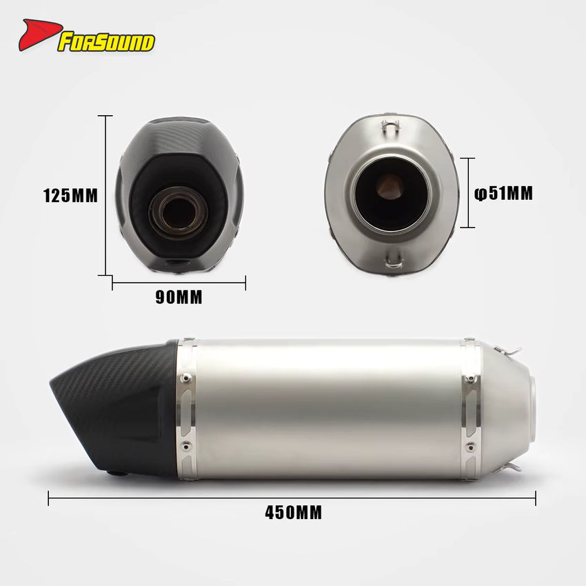 Stainless Steel Carbon Fiber 51Mm End Can Exhaust Pipe for Universal Motorcycle Pipe