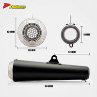 RS Original Universal Modified Motorcycle Exhaust Pipe Stainless Steel Black Body GP Honeycomb Net Tail Silencer 51Mm New
