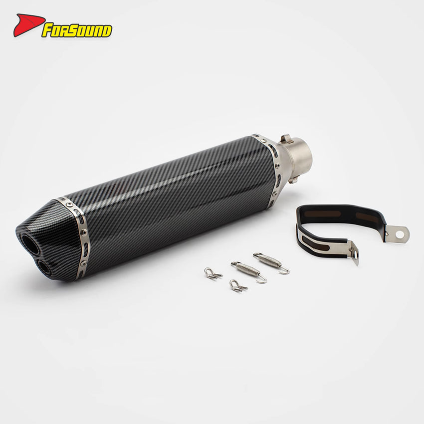 New RS Original Modified Universal Stainless Steel Black Exhaust Pipe Replacement Water Transfer Printing Lengthened Hexagonal