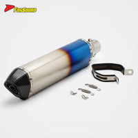 RS Original Modified Universal Stainless Steel Exhaust Pipe Half Blue Extended Hexagonal Single Hole Tail Section 51Mm New