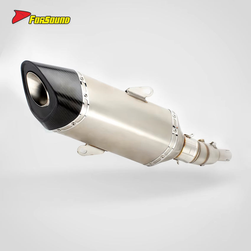 Forza 350 Exhaust R11 Model Mid-Rear Section Carbon Fiber Stainless Steel Tailpipe Balanced Deep Note OEM Interface New