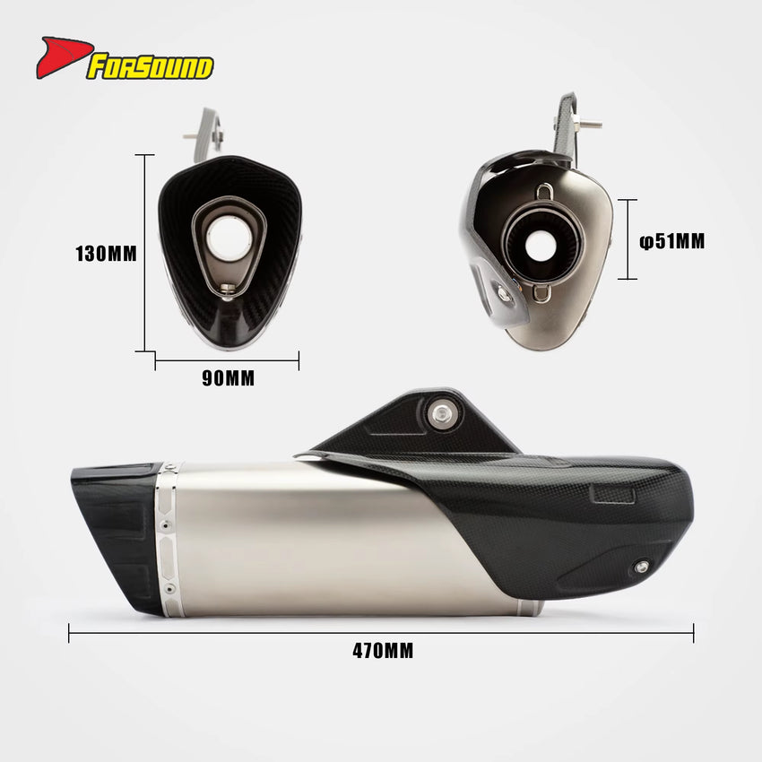 FORSOUND 675 R1-Style Heat Shield Aftermarket Stainless Steel Carbon Fiber Full Exhaust AK Model Direct Bolt-On Installation