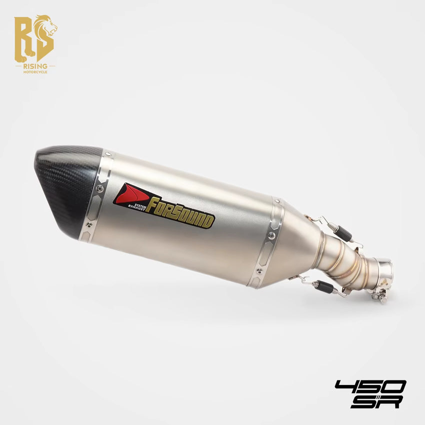 New Stainless Steel Carbon Fiber Puppy Matte Exhaust Pipe for Cfmoto 450SR/NK Motorcycles