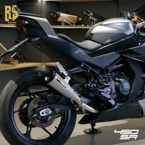 For for Forsound Silver Stainless Steel Mid-Tail Full-System Exhaust Includes Tip/Muffler for 2022+ Replacement Motorcycle