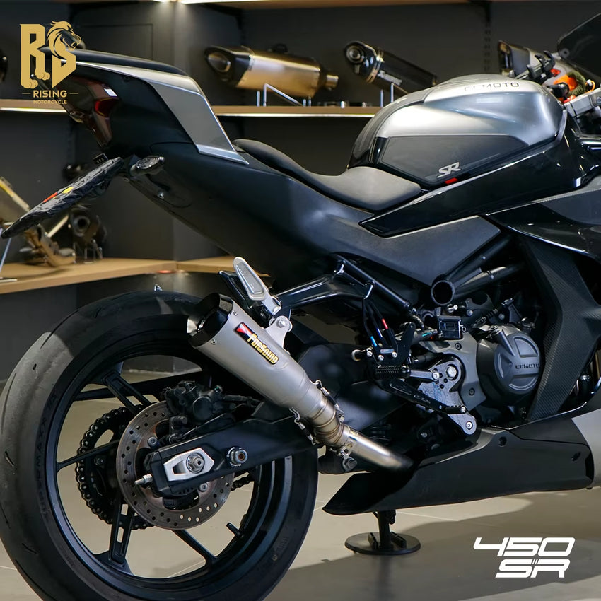 For for Forsound Silver Stainless Steel Mid-Tail Full-System Exhaust Includes Tip/Muffler for 2022+ Replacement Motorcycle