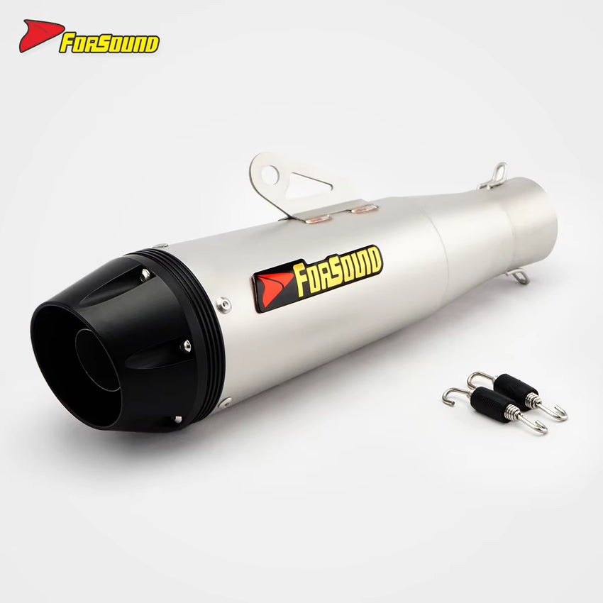 RS Original Universal Modified Stainless Steel Motorcycle Exhaust Pipe Frosted Black R34 51Mm Tail Section Silencer 51MM Caliber