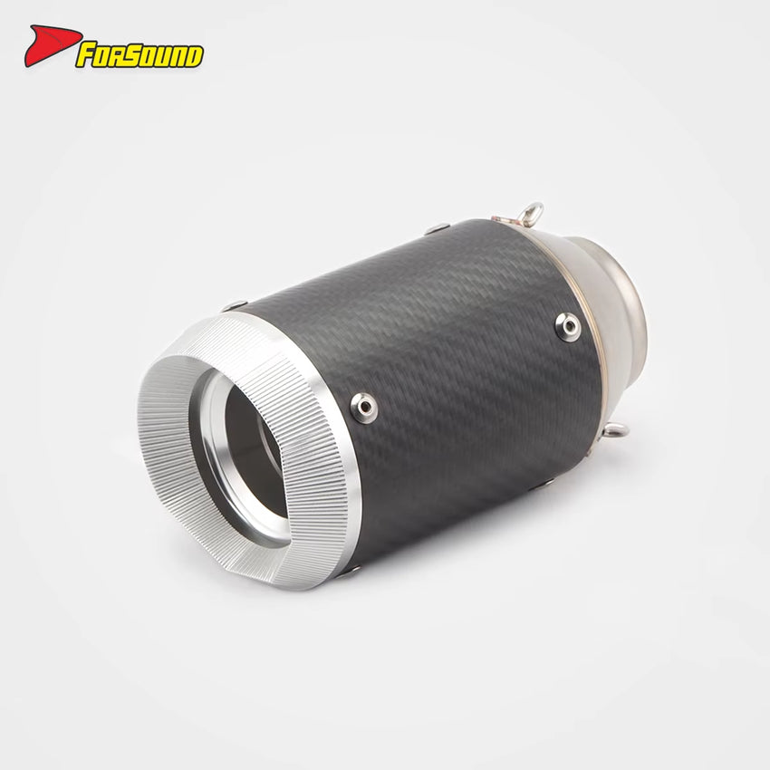 RS Original 51Mm End Can Universal Stainless Steel Black Mouth Multilateral Motorcycle Exhaust Pipe Retrofit/Upgrade for Can
