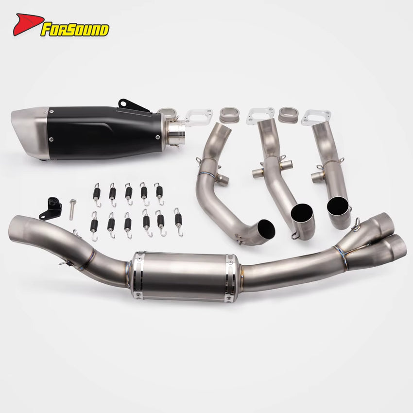 New FORSOUND Trident660 2020-2025 Blade Black Titanium Alloy Carbon Fiber Stainless Steel Exhaust Pipe Silver Rear Compatible