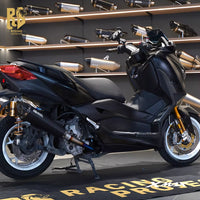 FOR Yamaha XMAX Exhaust 2017-2025 XMAX 300 250 Extended Slant Hexagon round Hole Full Exhaust System Stainless Steel