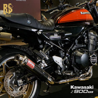 New FORSOUND KAWASAKI Z900RS Street Motorcycle Carbon Fiber Retro Tail Muffler End Can Blue Polished Stainless Steel MORIWAKI