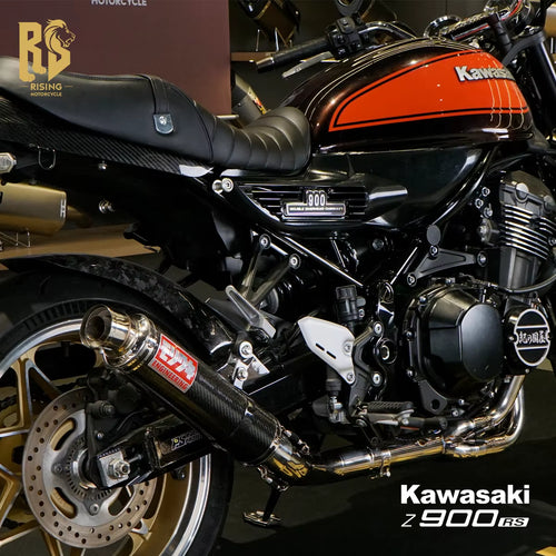 New FORSOUND KAWASAKI Z900RS Street Motorcycle Carbon Fiber Retro Tail Muffler End Can Blue Polished Stainless Steel MORIWAKI