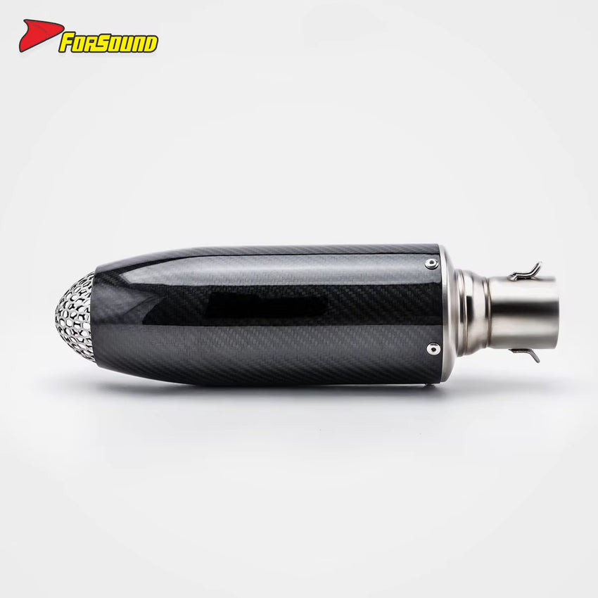 RS Original Universal Carbon Fiber 51Mm Caliber Motorcycle Exhaust Pipe New Slip-On Muffler with Box Packaging