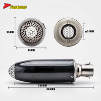 RS Original Universal Carbon Fiber 51Mm Caliber Motorcycle Exhaust Pipe New Slip-On Muffler with Box Packaging
