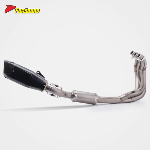 New FORSOUND Trident 660 2020-2024 Black Exhaust System Stainless Steel & Carbon Fiber Retrofit/Upgrade Kit for Motorcycle