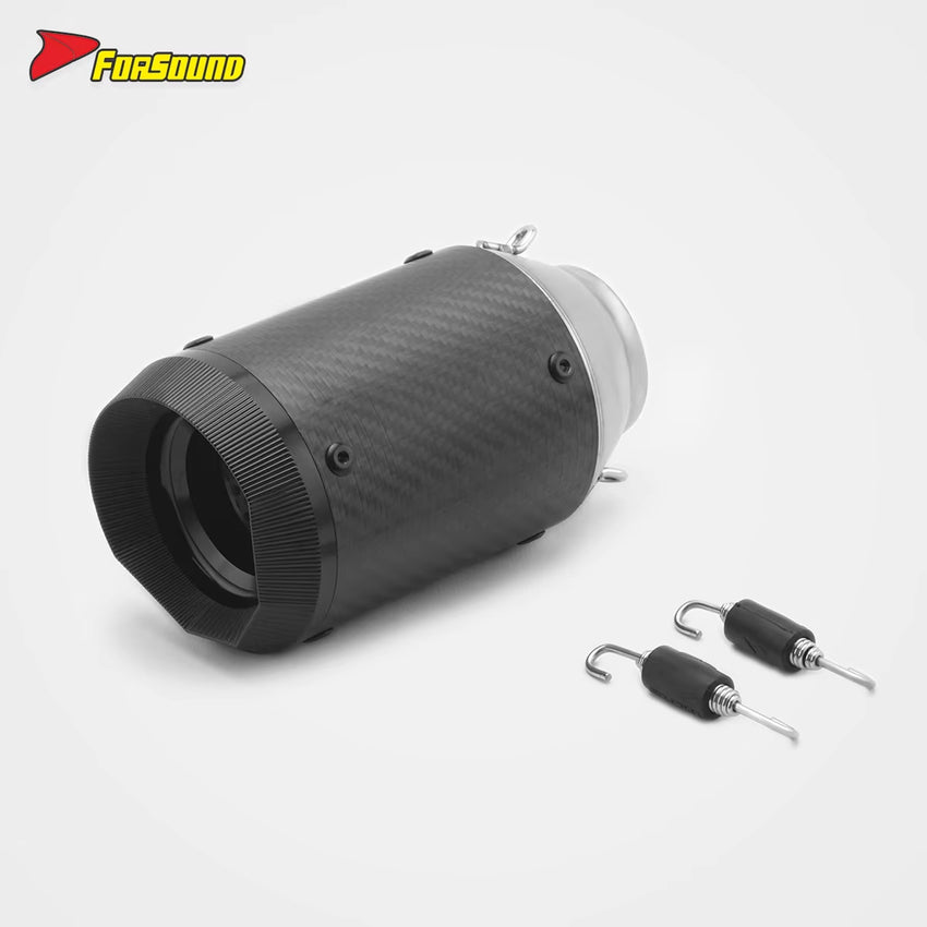 RS Original 51Mm Stainless Carbon Fiber Exhaust Pipe End Can Universal Multilateral Modified Style Black Mouth for Coke Can