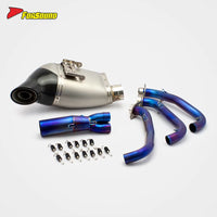 For CFMOTO 675SR 675NK Fit 2024-2025 Roasted Blue Titanium Alloy Motorcycle Carbon Bottom-Exit Exhaust System Customizable OEM
