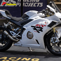 For ZX 500RR Sportsbike 57Mm Silvery White Stainless Steel Motorcycle Mid-Tail Integrated Exhaust Pipe Customizable OEM ODM