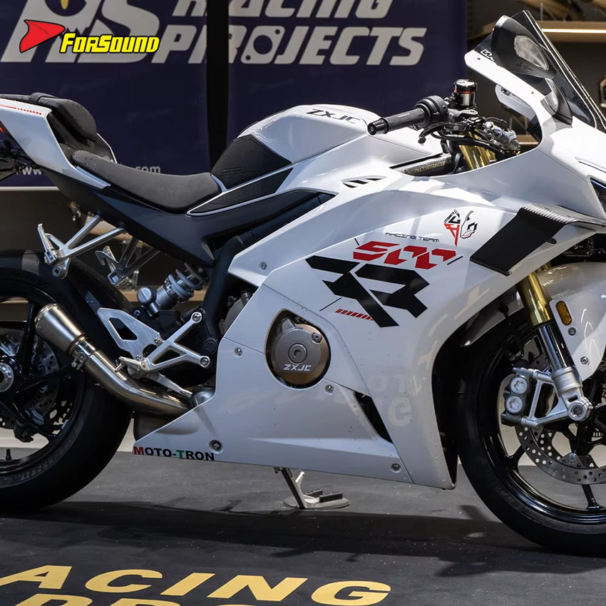 For ZX 500RR Sportsbike 57Mm Silvery White Stainless Steel Motorcycle Mid-Tail Integrated Exhaust Pipe Customizable OEM ODM
