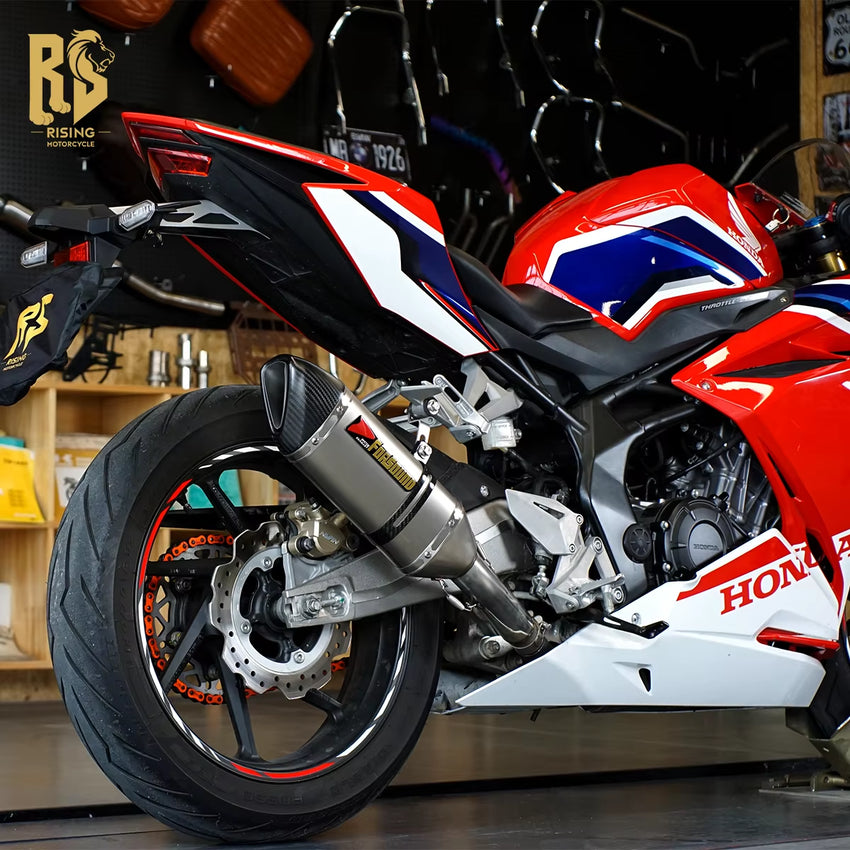RS for Motorcycle Exhaust System Modified Carbon Fiber Exhaust Pipe for Puppy Triangle for ZX4R 450SR R3 GSX 600
