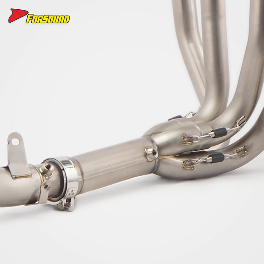 For KAWASAKI ZX-6R Titanium Alloy Front-Middle Section Exhaust Pipe OEM Rear Exhaust-Compatible Exhaust with Mounting Bracket