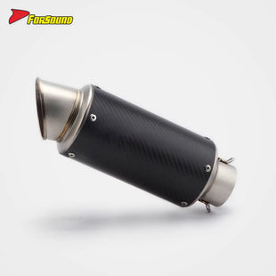Carbon Fiber Stainless Steel 60Mm Slash Cut Tip Cannon Style Exhaust Universal Fit Most Street/Off-Road Motorcycles Slip-On