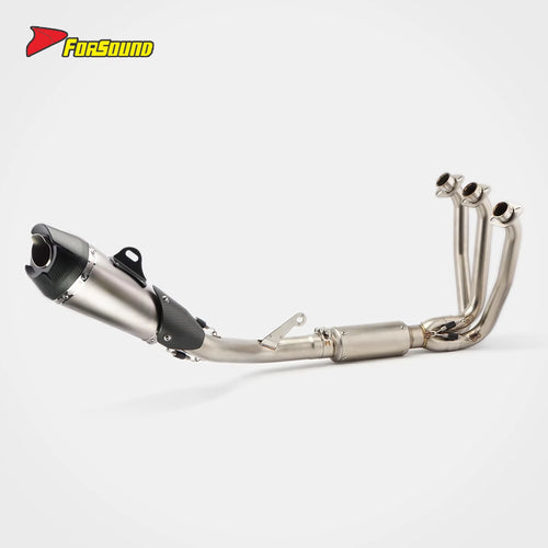 New FORSOUND 675Srr At2-Style Silver/Black Stainless Steel Carbon Fiber Tailpipe Full Exhaust System Direct Bolt-On Installation