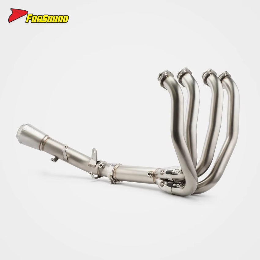 New Condition Silvery White Stainless Steel Motorcycle Modified Full System Exhaust Pipe for KAWASAKI ZX-6R ZX-4R Supersport