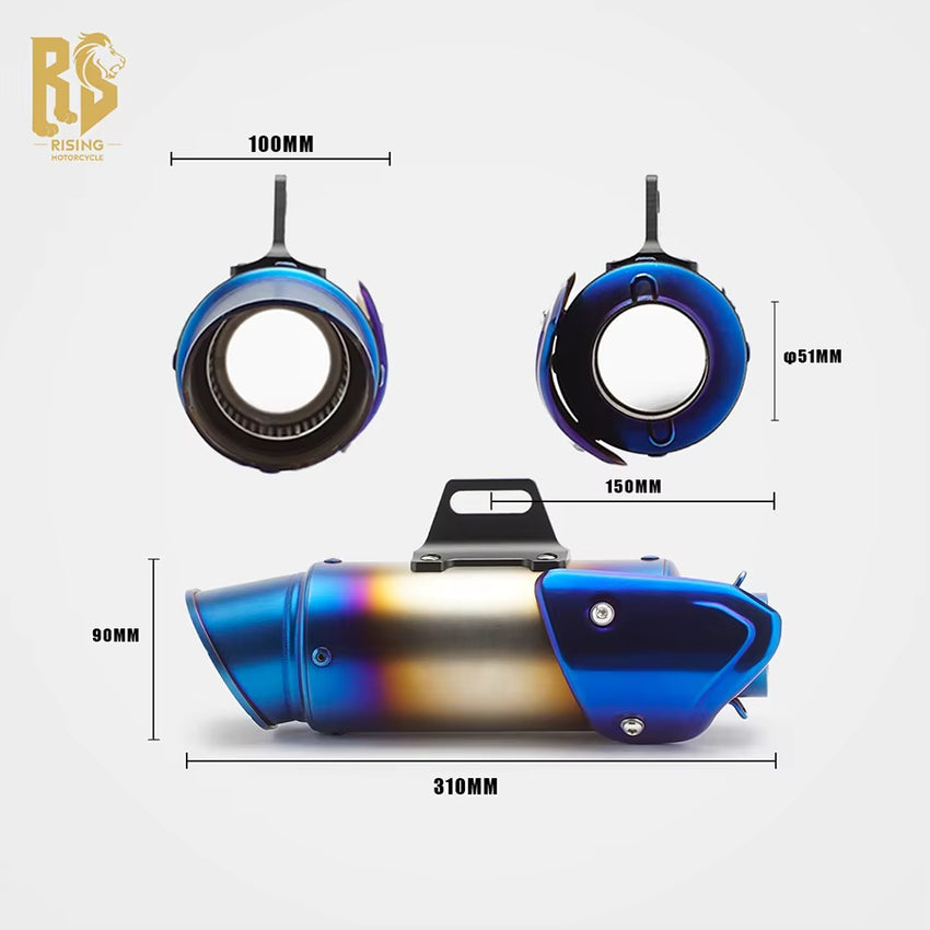 RS Modified 51Mm Universal Exhaust Pipe for Locomotive Inclined Mouth Tail Section New Compatible CBR650R/FCB 400