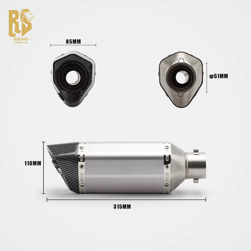 RS Locomotive Carbon Fiber Exhaust Pipe 51Mm Universal Short Hexagonal Hole Tail Section New Compatible ZX-6R502C Ktm390Z400