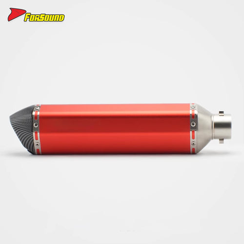 RS Original Modified Universal Stainless Steel Muffler Exhaust Pipe 51Mm Single Hole Tail Section Red Body New Condition