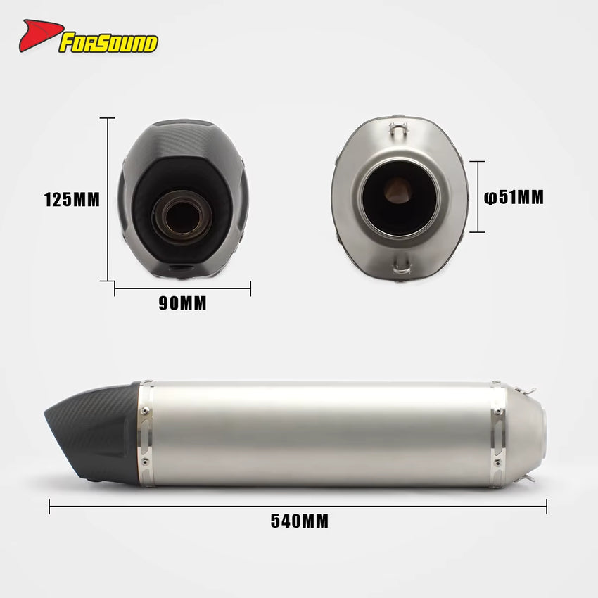 Stainless Steel Carbon Fiber 51Mm End Can Tailpipe Silence Exhaust Pipe for Universal Motorcycle Ktm Fmf Exhaust