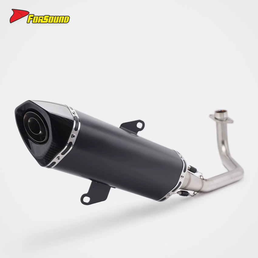 For Forza 350 Exhaust System-Large Hexagonal Straight Body Full System Stainless Steel Carbon Fiber Tip Replacement for Deep