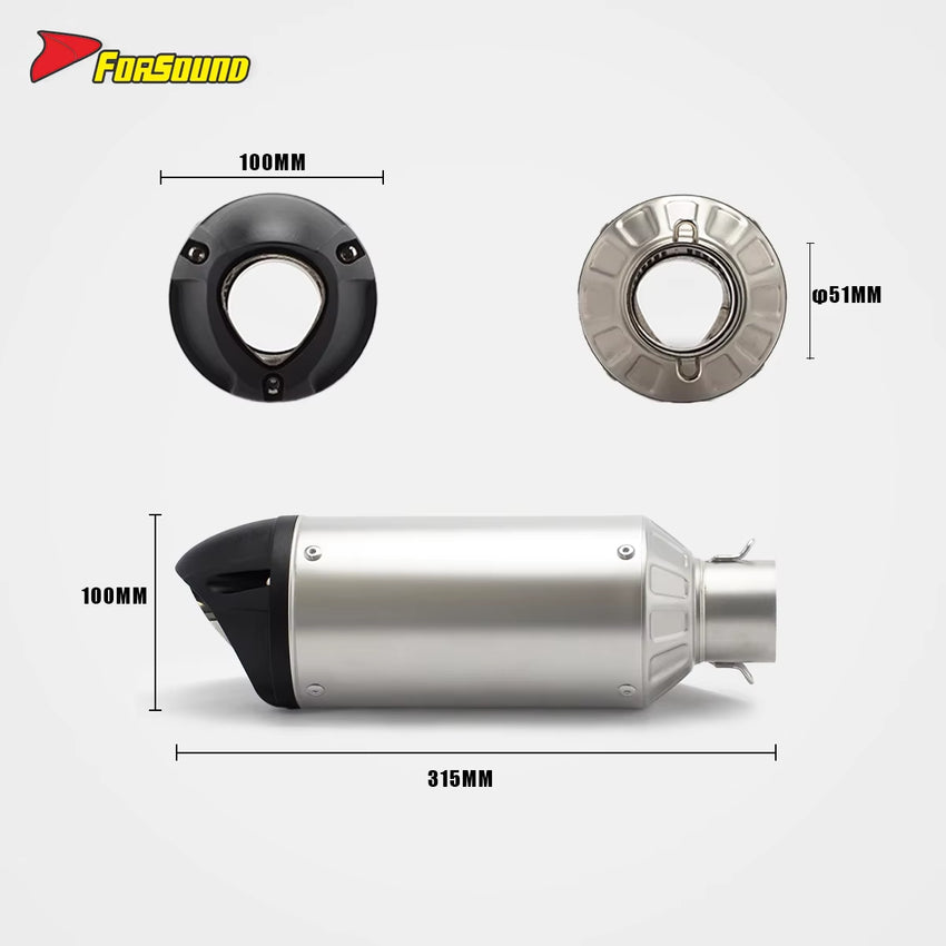 Universal 51Mm Locomotive Style Stainless Steel Motorcycle Modified End Can Slip-On for Zx-4R NINJA400 800Nk CB500 R3 MT07 OEM
