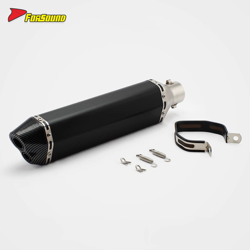 New Forsound RS Original Modified Stainless Steel Muffler Exhaust Pipe Replacement Universal Black Lengthened Hexagonal Double