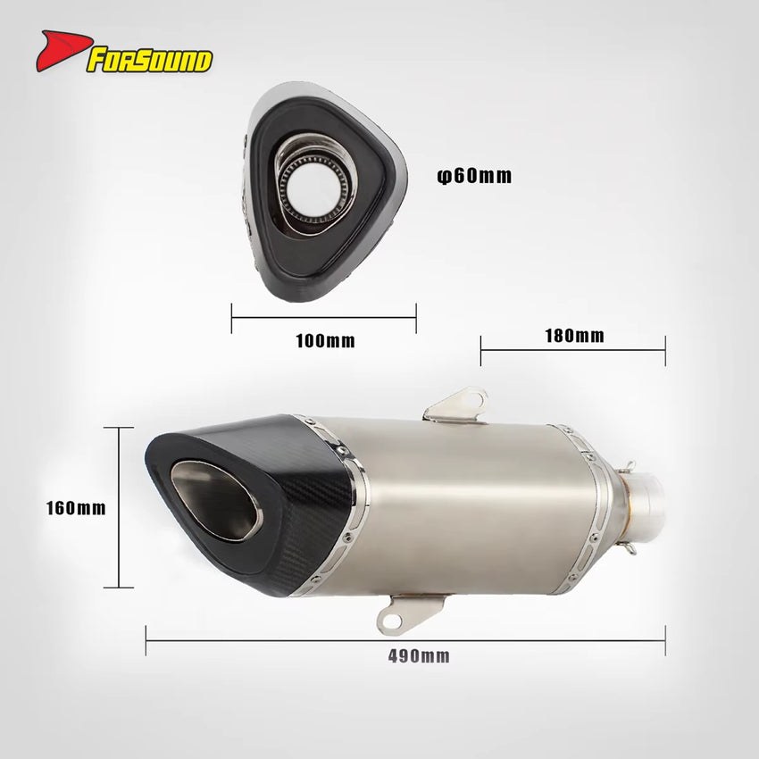Forza 350 Exhaust R11 Model Mid-Rear Section Carbon Fiber Stainless Steel Tailpipe Balanced Deep Note OEM Interface New