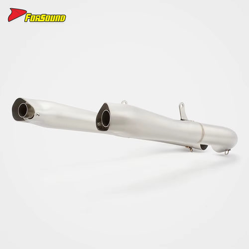 For Ducati Hypermotard 950 2019-2025 Silvery White Stainless Steel Motorcycle Dual-Exit Exhaust Pipe Torch-Style Customizable