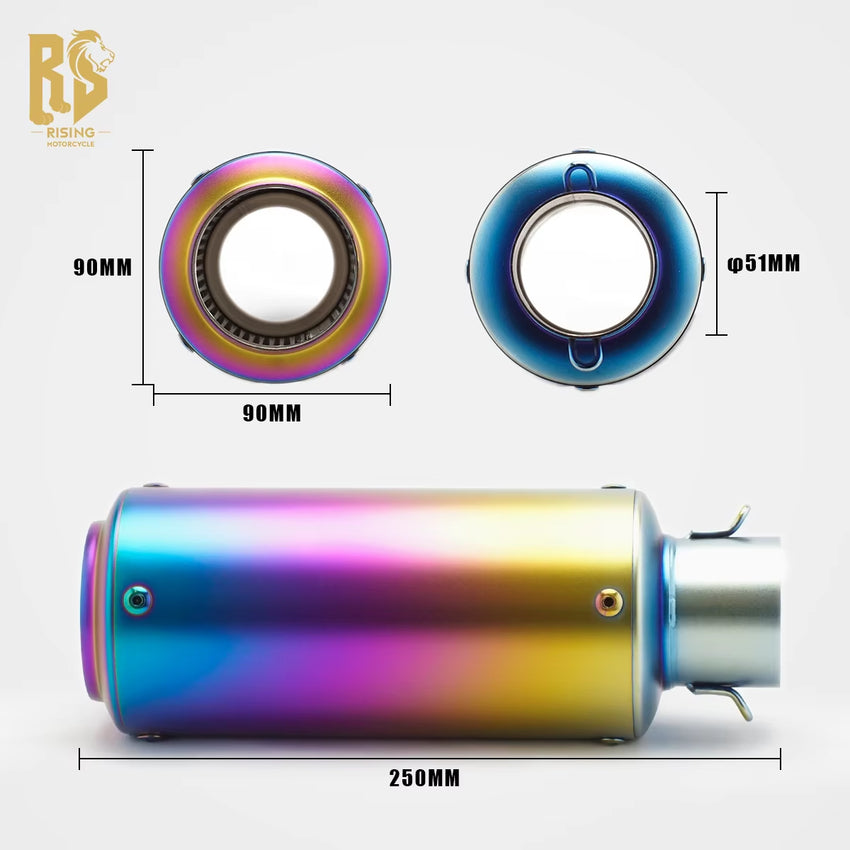RS for Motorcycle 51Mm Universal Carbon Fiber Exhaust Pipe Nozzle Carbon Brazing Tail Section for ZX-6R Z800 R6 RK8
