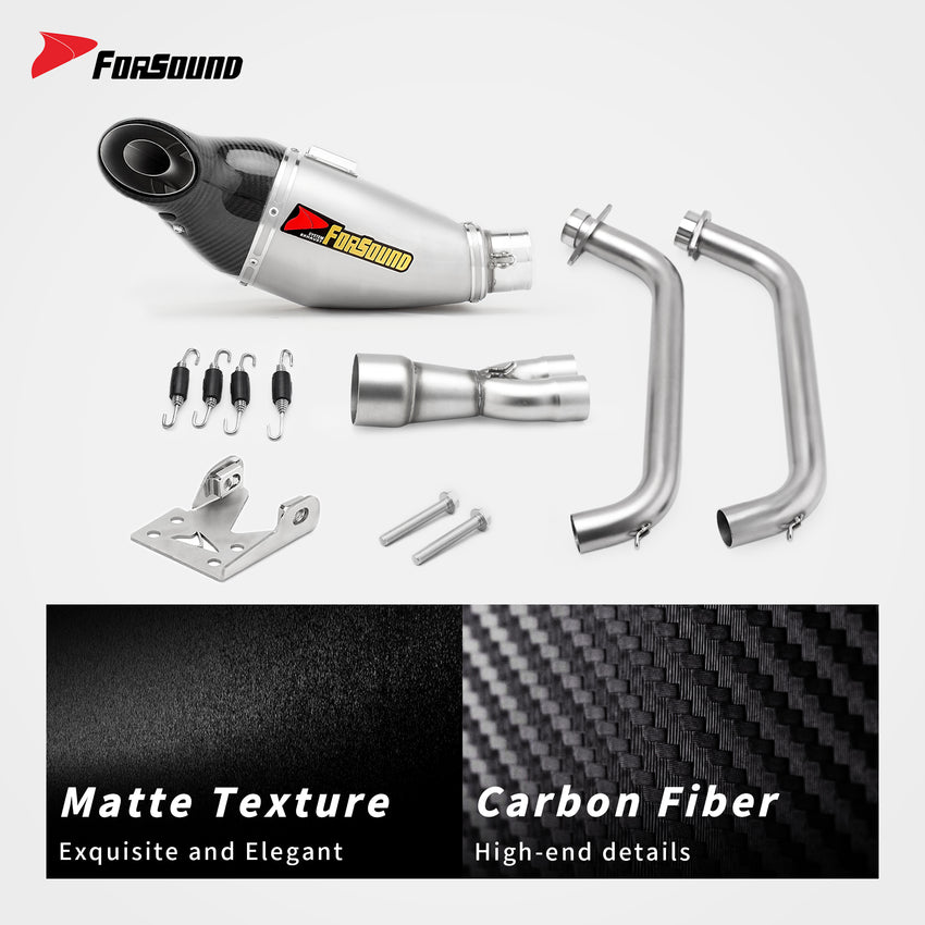 ท่อคอท่อไอเสีย Yamaha MT07 ขนาด 51 มม. / ท่อไอเสีย Yamaha MT09 ทั้งระบบ ปี 2013-2025 คาร์บอน SS รถจักรยานยนต์ ODM&OEM กำหนดเอง TI