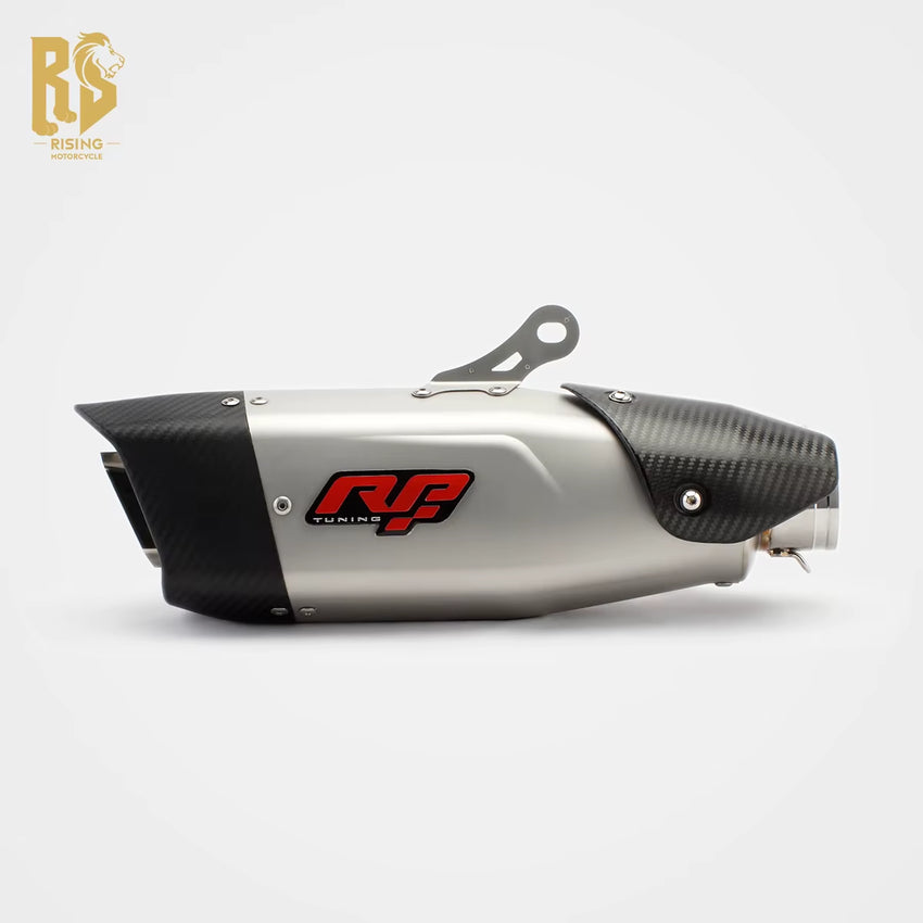 RS Original Universal Modified Motorcycle Exhaust Pipe Pioneer Carbon Fiber Cover Tail Section 51Mm Diameter Stainless Steel