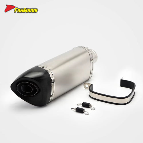 FORSOUND Universal 51Mm Diameter AK K11-Style Slip-On Exhaust Carbon Fiber Stainless Steel Polished Dual Finish Inner Tube For