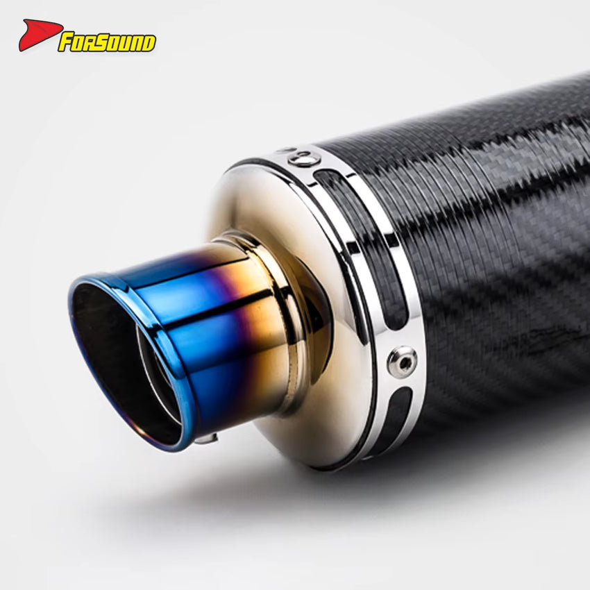 Stainless Steel Carbon Fiber 51Mm over Retro Long End Can Exhaust Pipe for Universal Motorcycle Pipe
