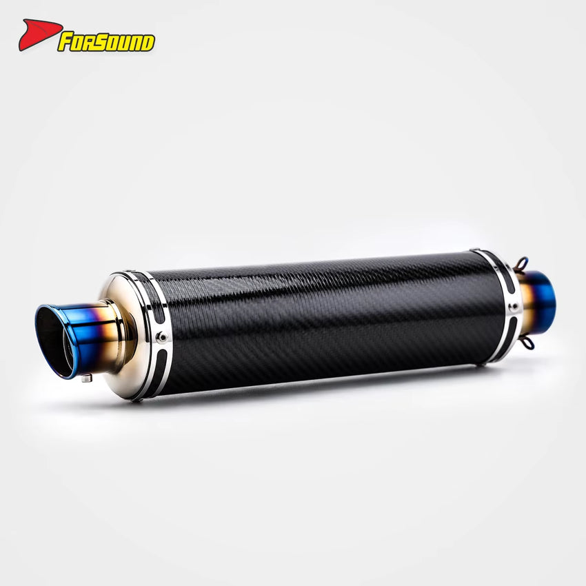 Stainless Steel Carbon Fiber 51Mm over Retro Long End Can Exhaust Pipe for Universal Motorcycle Pipe