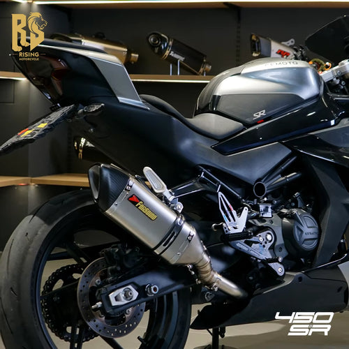 Forsound New Stainless Steel Carbon Fiber Puppy Mid Tail Exhaust Pipe Includes Muffler Tip 450SR 450NK Street Motorcycle