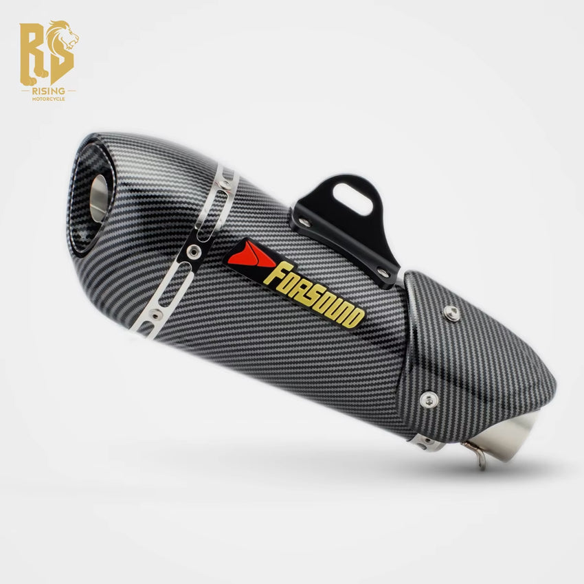 RS Original Universal Modified Motorcycle Exhaust Pipe Stainless Steel Frosted Carbon Fiber Baked Blue Small Inclined